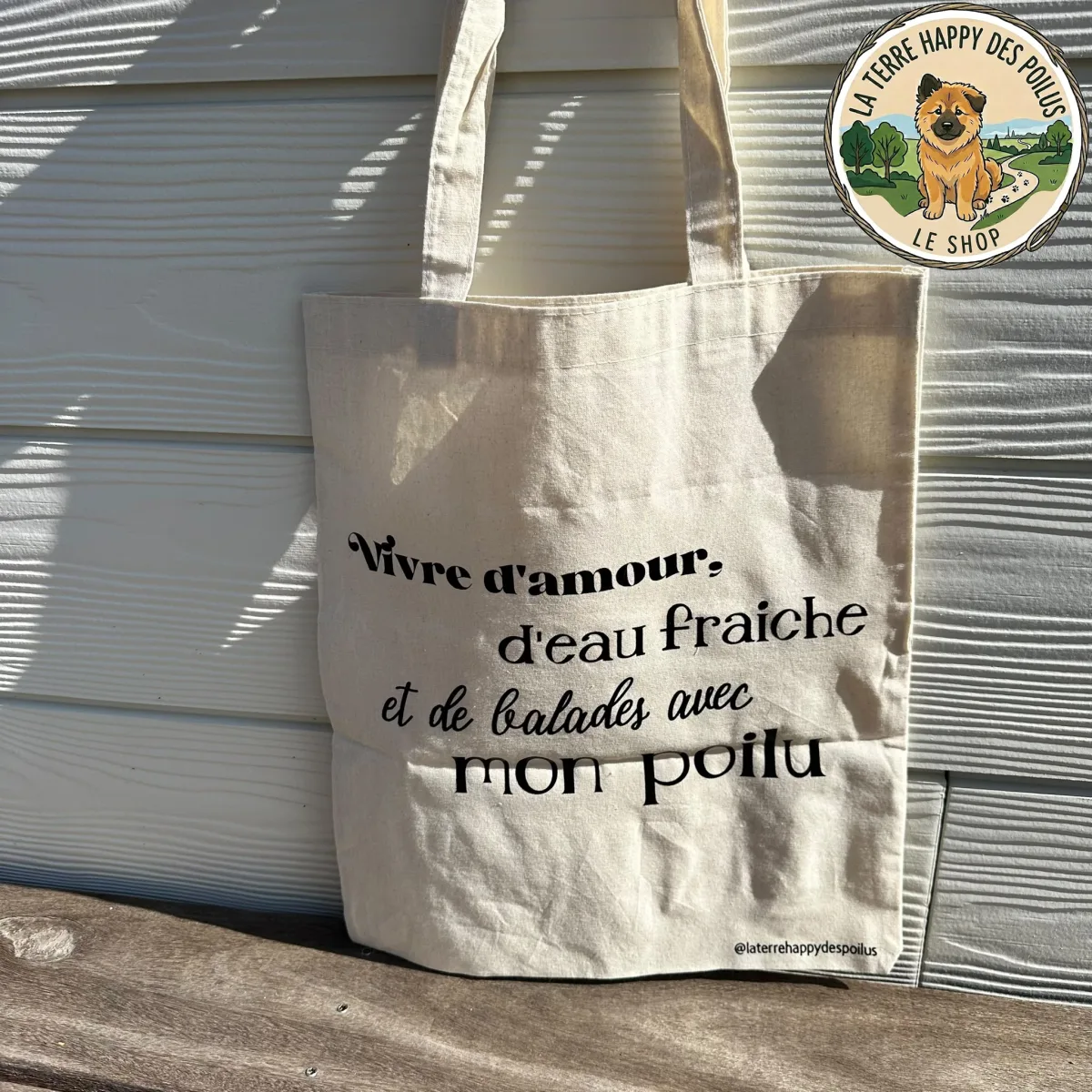 Tote bag - Vivre d'amour, d'eau fraîche et de balades avec mon poilu - Accessoire et cadeau pour propriétaire de chien passionné